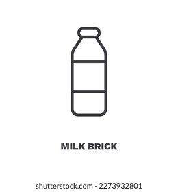 milk brick icon. Thin line milk brick icon from restaurant collection. Outline vector isolated on white background. Editable milk brick symbol can be used web and mobile