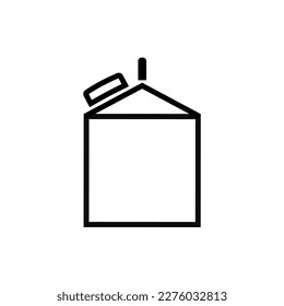 Milk brick, juice, yoghurt pictogram icon. Drink image. Line icon. Outline of a milk box. Icon for web sites and mobile apps. Editable stroke and color. Side view