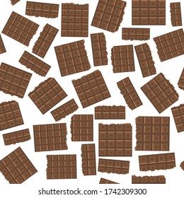 Milk Brown Chocolate Bar Seamless Pattern. Sweet Food.