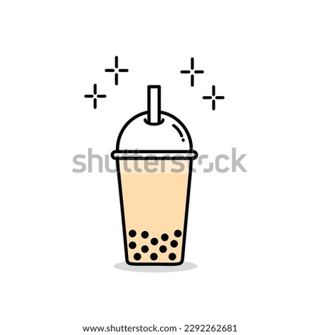Milk bubble tea, Boba milk tea, inspired by the popular and delicious Bubble Milk Tea, Simple flat design, desserts with Bubble Milk Tea Vector, Illustration, icon vector, and logo template.