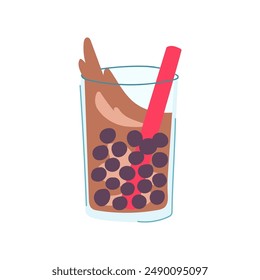 milk bubble tea cartoon. boba brown, beverage ice, asian cup milk bubble tea sign. isolated symbol vector illustration