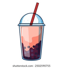 milk bubble tea cartoon. boba brown, beverage ice, asian cup milk bubble tea sign. isolated symbol vector illustration