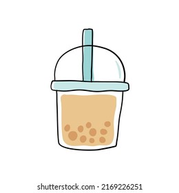 Milk Bubble Tea. Doodle drawing vector