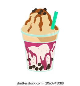milk bubble tea icon isolated