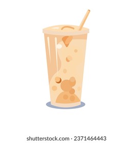 Milk bubble tea vector, milk boba drink, tapioca pearls or tapioca ball vector image