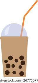 Milk bubble tea vector drink tapioca cup. Boba bubble tea pearl taiwan thai drink tapioca.