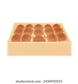 Milk bun in a paper box vector illustration logo