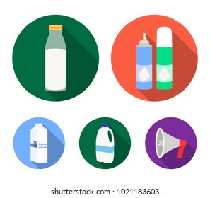 Milk, Calcium, Product, Food .Milk product and sweet set collection icons in flat style vector symbol stock illustration web.