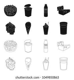 Milk, Calcium, Product, Food .Milk product and sweet set collection icons in black,outline style vector symbol stock illustration web.