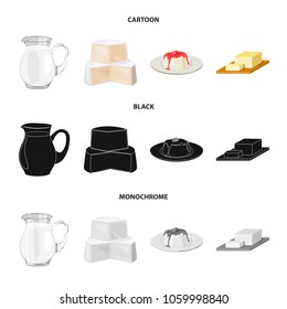 Milk, Calcium, Product, Food .Milk product and sweet set collection icons in cartoon,black,monochrome style vector symbol stock illustration web.