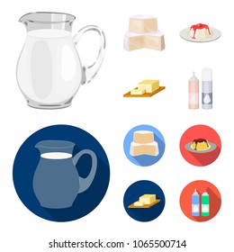 Milk, Calcium, Product, Food .Milk product and sweet set collection icons in cartoon,flat style vector symbol stock illustration web.