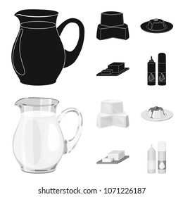 Milk, Calcium, Product, Food .Milk product and sweet set collection icons in black,monochrom style vector symbol stock illustration web.