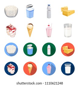 Milk, Calcium, Product, Food .Milk product and sweet set collection icons in cartoon,flat style vector symbol stock illustration web.