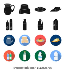 Milk, Calcium, Product, Food .Milk product and sweet set collection icons in black,flet style vector symbol stock illustration web.
