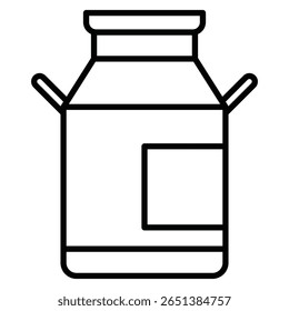 Milk can container icon Black and white outline flat sign vector