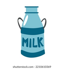 Leche en forma plana en ilustración vectorial de fondo blanco