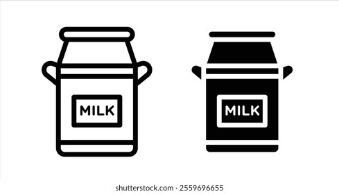 Milk can Icon collection in filled and stroke style.