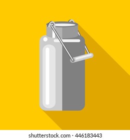 Milk can icon in flat style on a yellow background