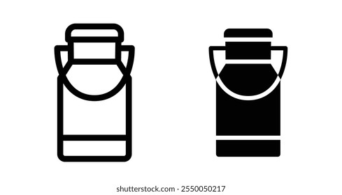 Milk can Icon set in black filled and line.