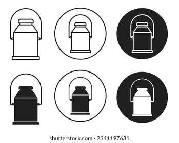 milk can icon set. milk tank or container vector symbol in linear style.