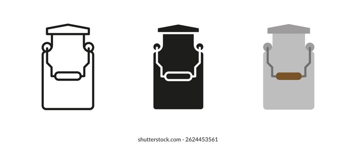 Milk can icon. Vintage metal container with handle vector illustration. Traditional dairy storage vessel symbol. Agricultural and rural equipment design concept. Farm, retro or food industry pictogram