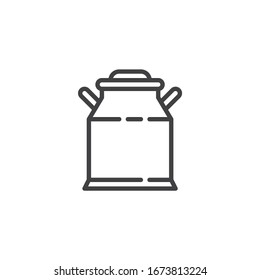 Milk can line icon. linear style sign for mobile concept and web design. Aluminium milk can outline vector icon. Symbol, logo illustration. Vector graphics