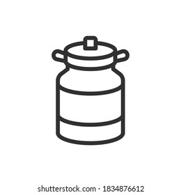Milk can, linear icon. Editable stroke