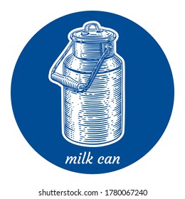milk can scratchboard. vector illustration.