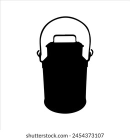 Milk can silhouette isolated on white background. Milk can icon vector illustration.