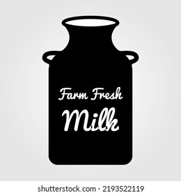 Milk can silhouette with text. Vector illustration