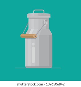 Milk can vector flat design.