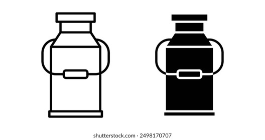 Milchkannen-Vektorsymbol in schwarzer Farbe eingestellt.