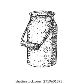 Milk can vector illustration representing fresh dairy farming, local produce, and agricultural industry concepts with a classic, vintage, and rustic aesthetic