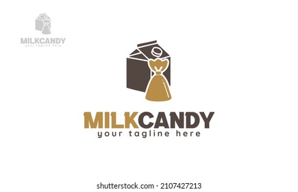Milk candy Logo design. vector