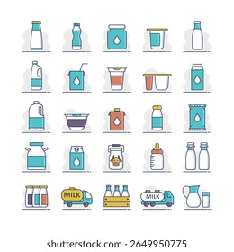 Milk cans and bottles vector icon. Dairy products sign. Graph symbol for cooking web site and apps design, logo, app, UI