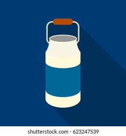 Milk cans icon flat. Single bio, eco, organic product icon from the big milk flat.
