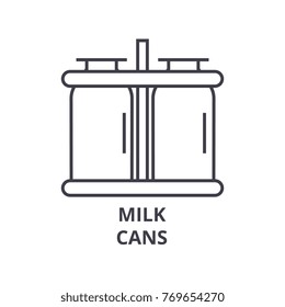 milk cans line icon, outline sign, linear symbol, vector, flat illustration