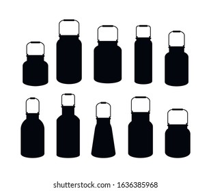 Milk cans. Silhouette milk canisters. Retro milk jug.