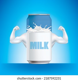 Milk cans with strong arm muscles