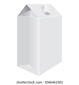 Milk cardboard packaging. Universal liquid container. Vector 3d illustration isolated on white backgroud