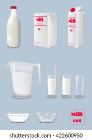 Milk Carton Bottle Glass Milk Packaging: vector de stock (libre de