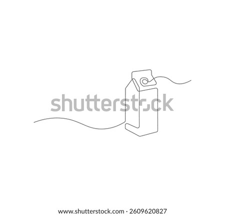 Milk in carton box continuous line icon on white background. Linear illustration, editable stroke, symbol, vector illustration