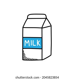 milk carton box doodle icon, vector illustration