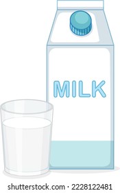 Milk carton box with a glass illustration