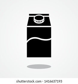 Milk Carton Box Icon with Gray Shadow