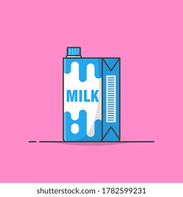 Milk Carton Boxes Vector Icon Illustration. Paper Box Design For Drink Milk Product