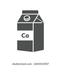 Milk Carton Calcium Symbol Solid Representation Dairy Nutrition Bone Health