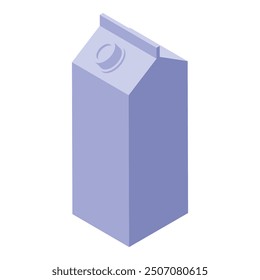 Milk carton with its cap open is standing up in an isometric view