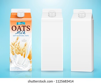 Milk carton container mockup set in 3d illustration on blue background