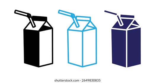 Caixa de leite Ícones chatos preenchidos definidos para aplicativos e web ui designs.Milk variedade de caixa apresenta um ícone de bebida látea saudável com diferentes opções de design para conceitos de recipiente de bebidas.